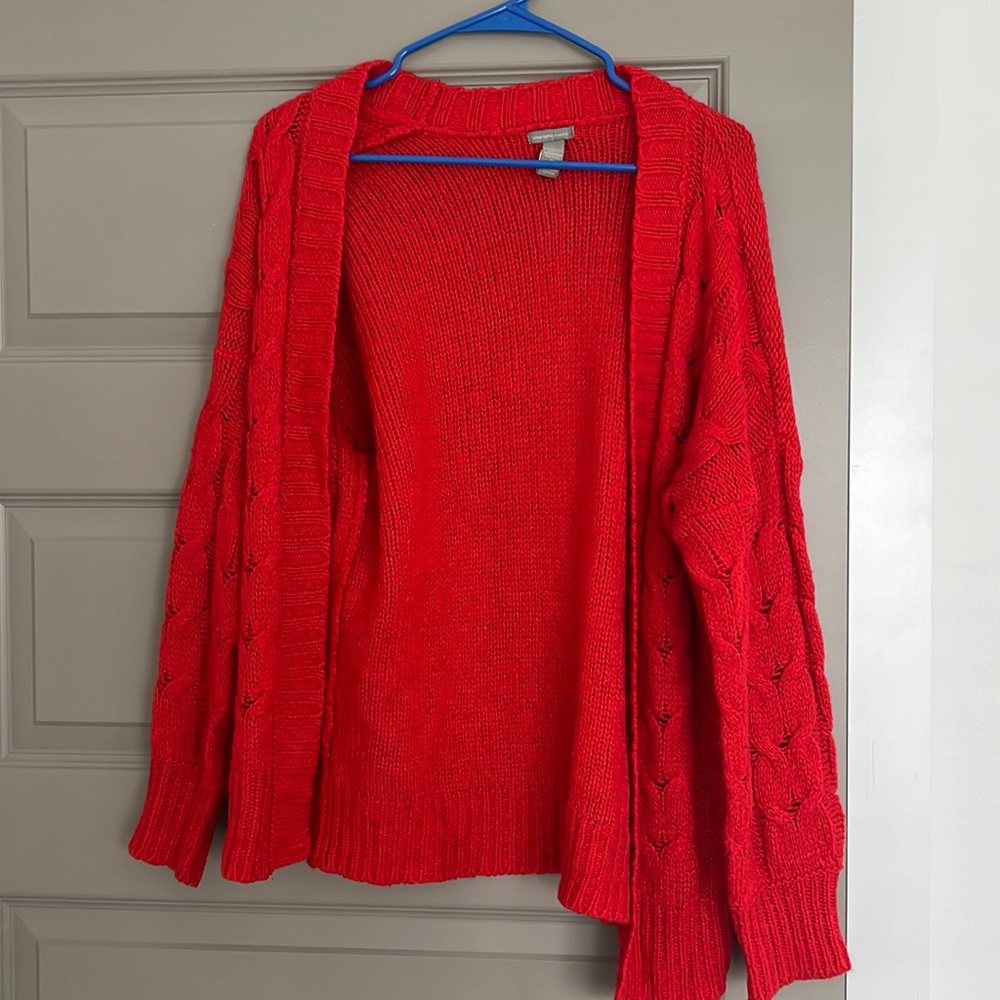 Red cardigan